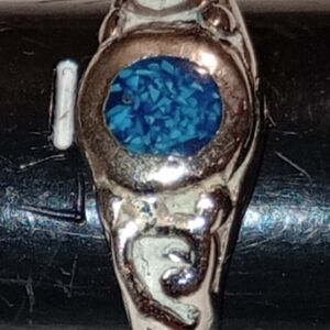 Vintage Silver Persian/Sajen Style Design Ring With/ Crushed Gemstone